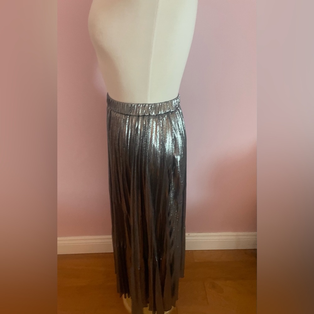 NWT Metallic Pleated Skirt - Picture 2 of 7